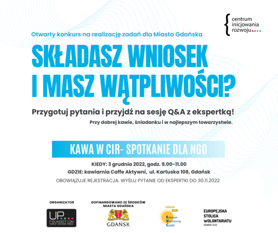 2. KAWA w CIR, Sesja Q&A (pytania i odpowiedzi) z Karoliną Weiner dot. otwartych konkursów Miasta Gdańska